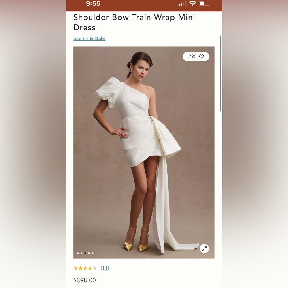 Sachin & Babi Dova Puffed One Shoulder Bow Train mini dress